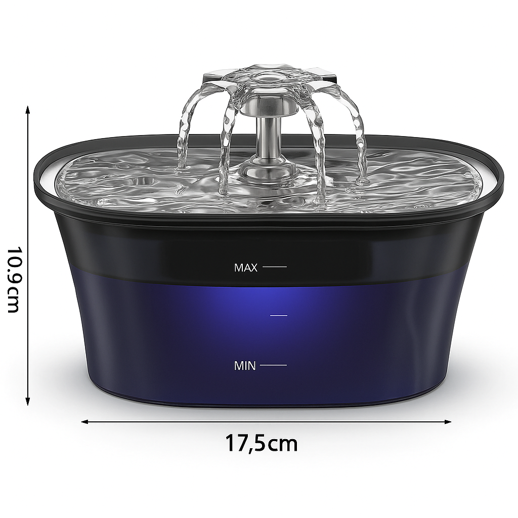 Haustier-Trinkbrunnen 2,5L – Leiser Katzenbrunnen mit 5-Stufen-Filter & LED-Beleuchtung