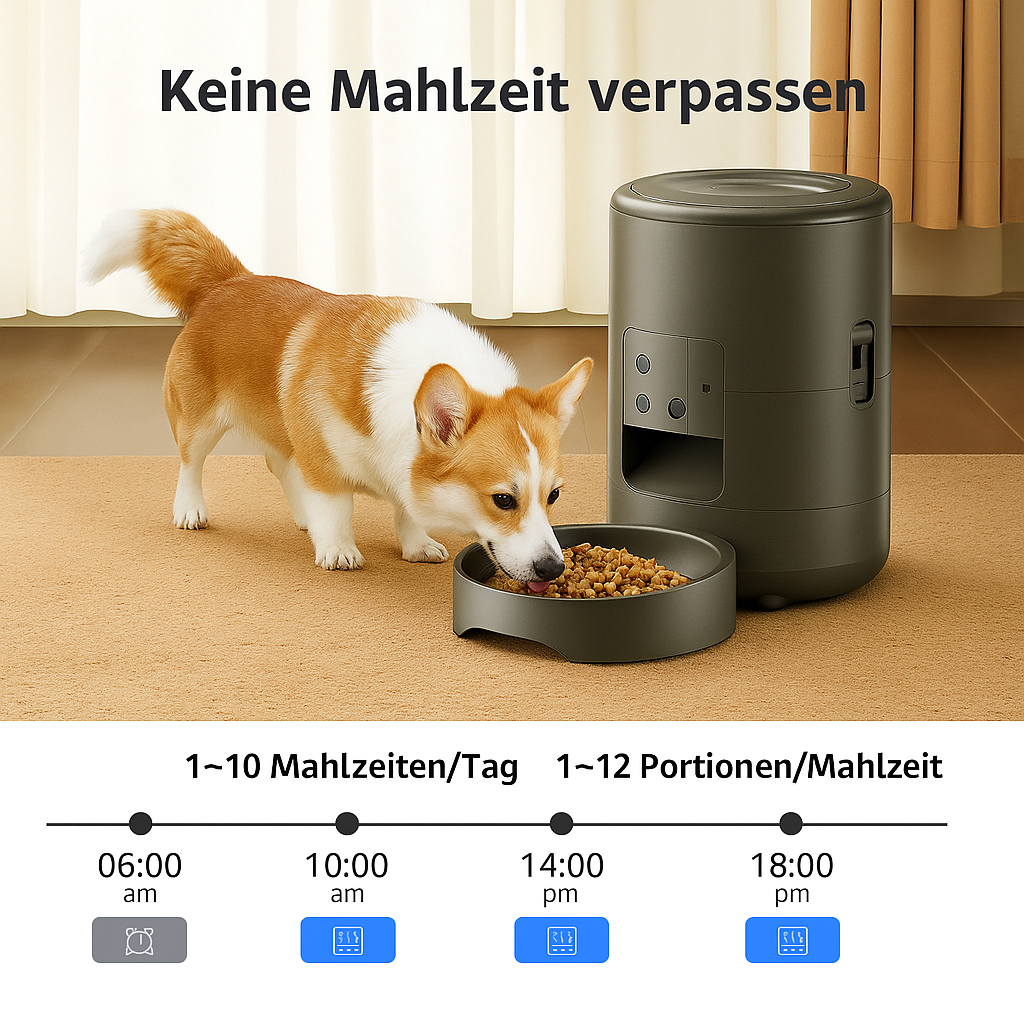 Smart Pet Feeder – Intelligenter Futterautomat mit Sprachfunktion & App-Steuerung für glückliche, gut versorgte Haustiere